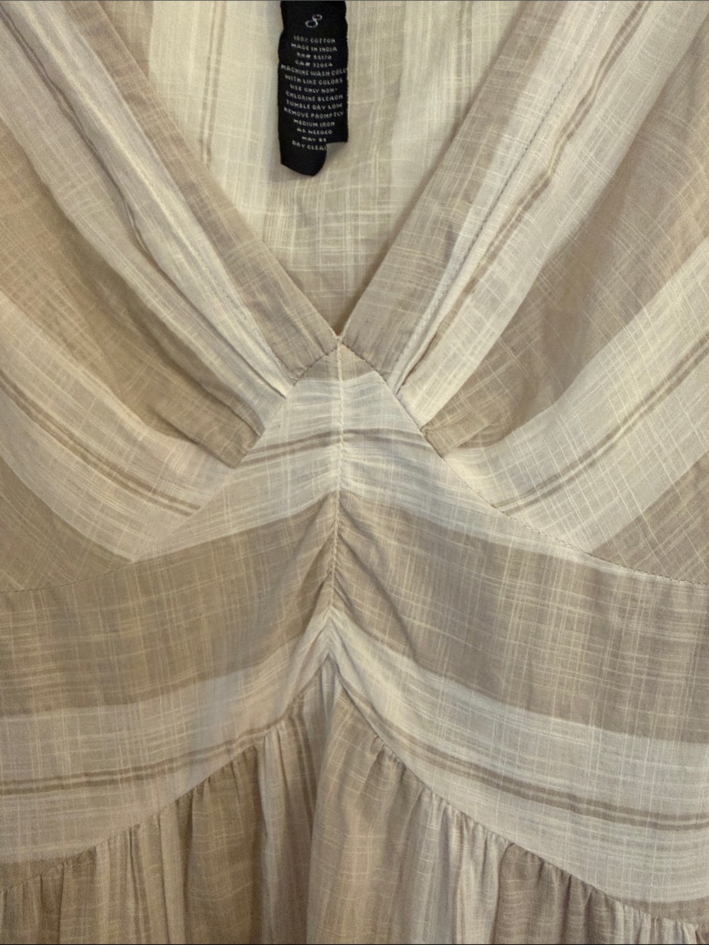 Beige & Purple Embroidered V-Neck Peplum Top - Picture 4 of 9